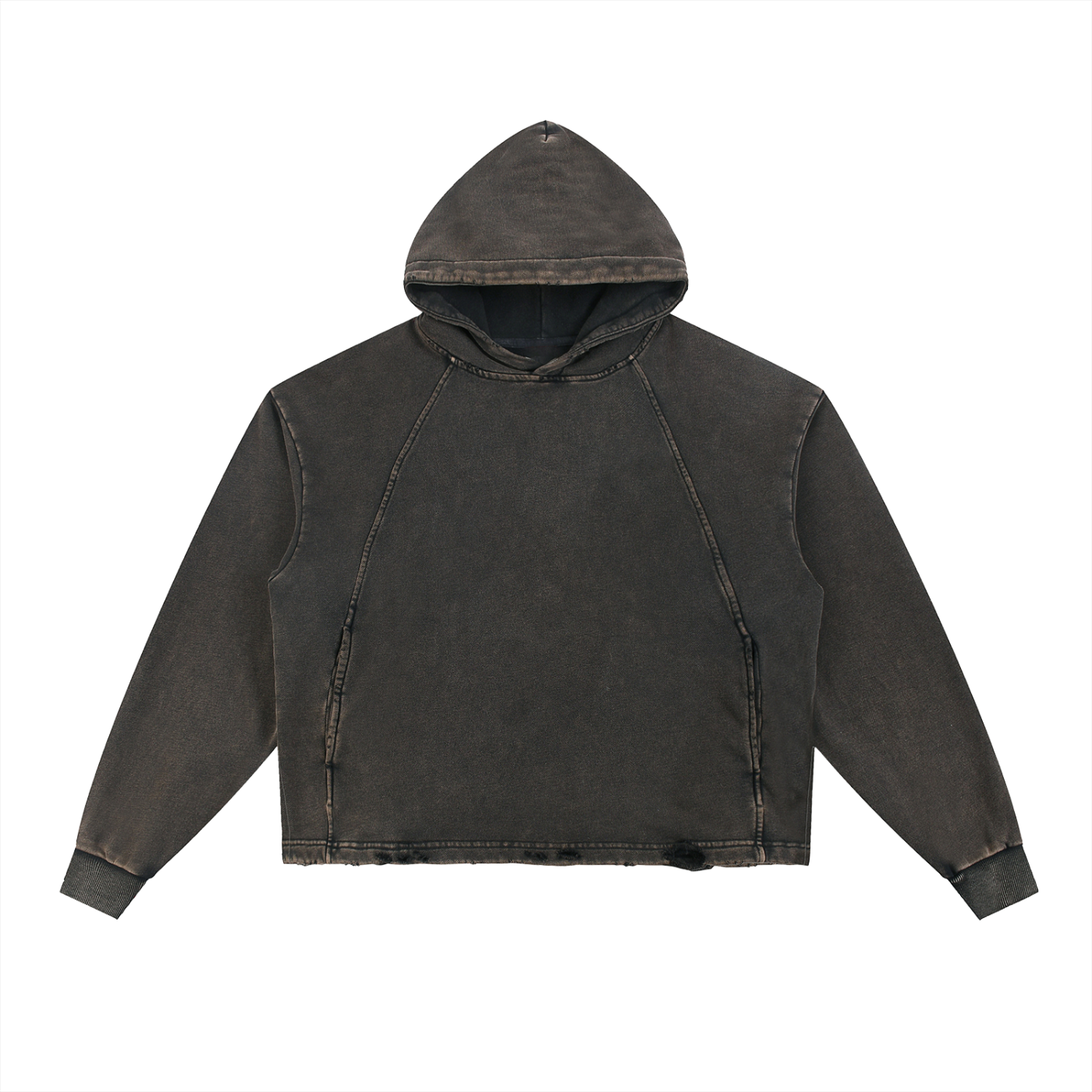 GWAE Vintage Washed Frayed-Hem Hoodie