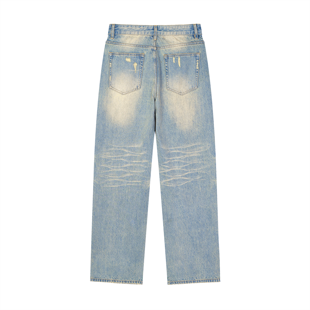 Plain GWAE Sun Fade Raw Hem Denim Jeans
