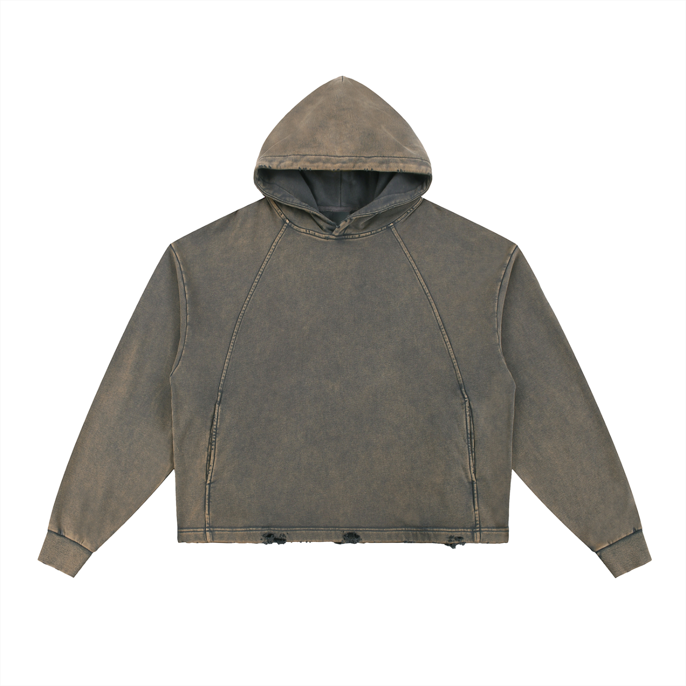 GWAE Vintage Washed Frayed-Hem Hoodie