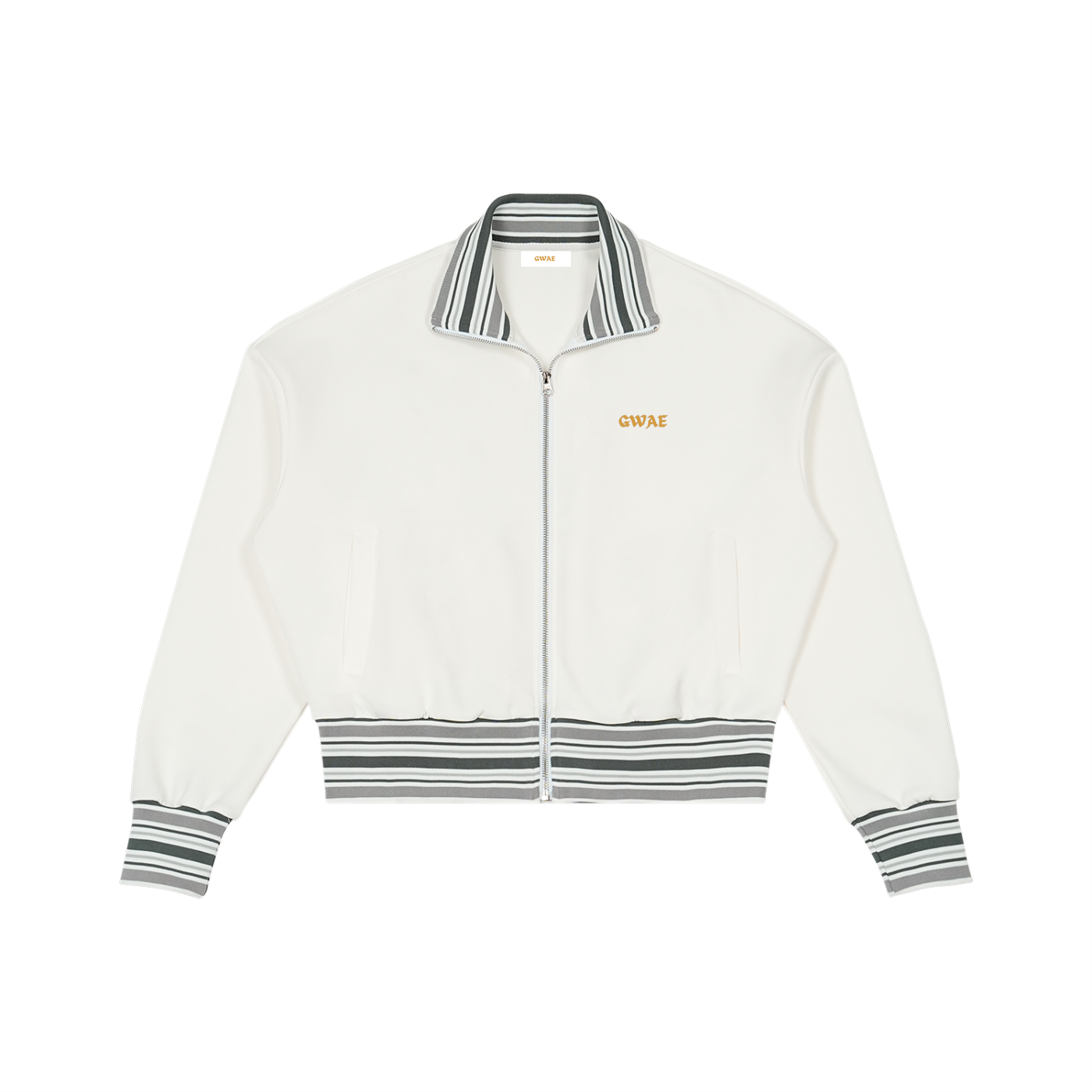 GWAE Striped Rib Collar Zip Jacket