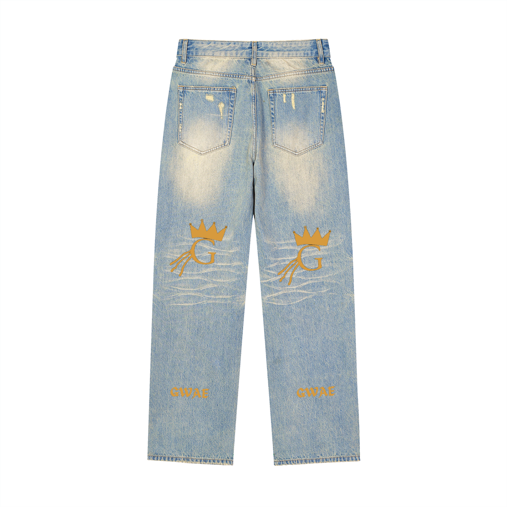 GWAE Sun Fade Raw Hem Denim Jeans