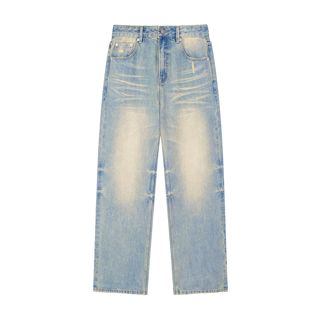 Plain GWAE Sun Fade Raw Hem Denim Jeans
