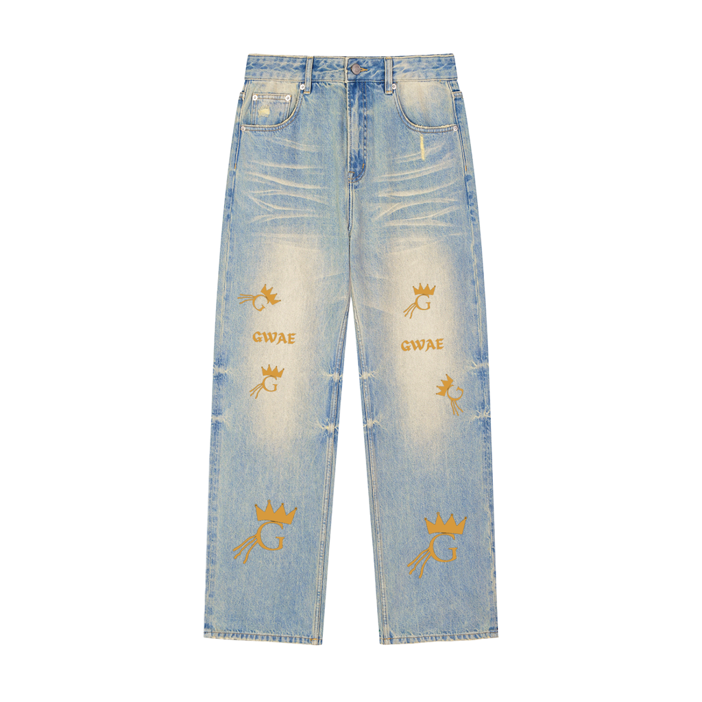 GWAE Sun Fade Raw Hem Denim Jeans