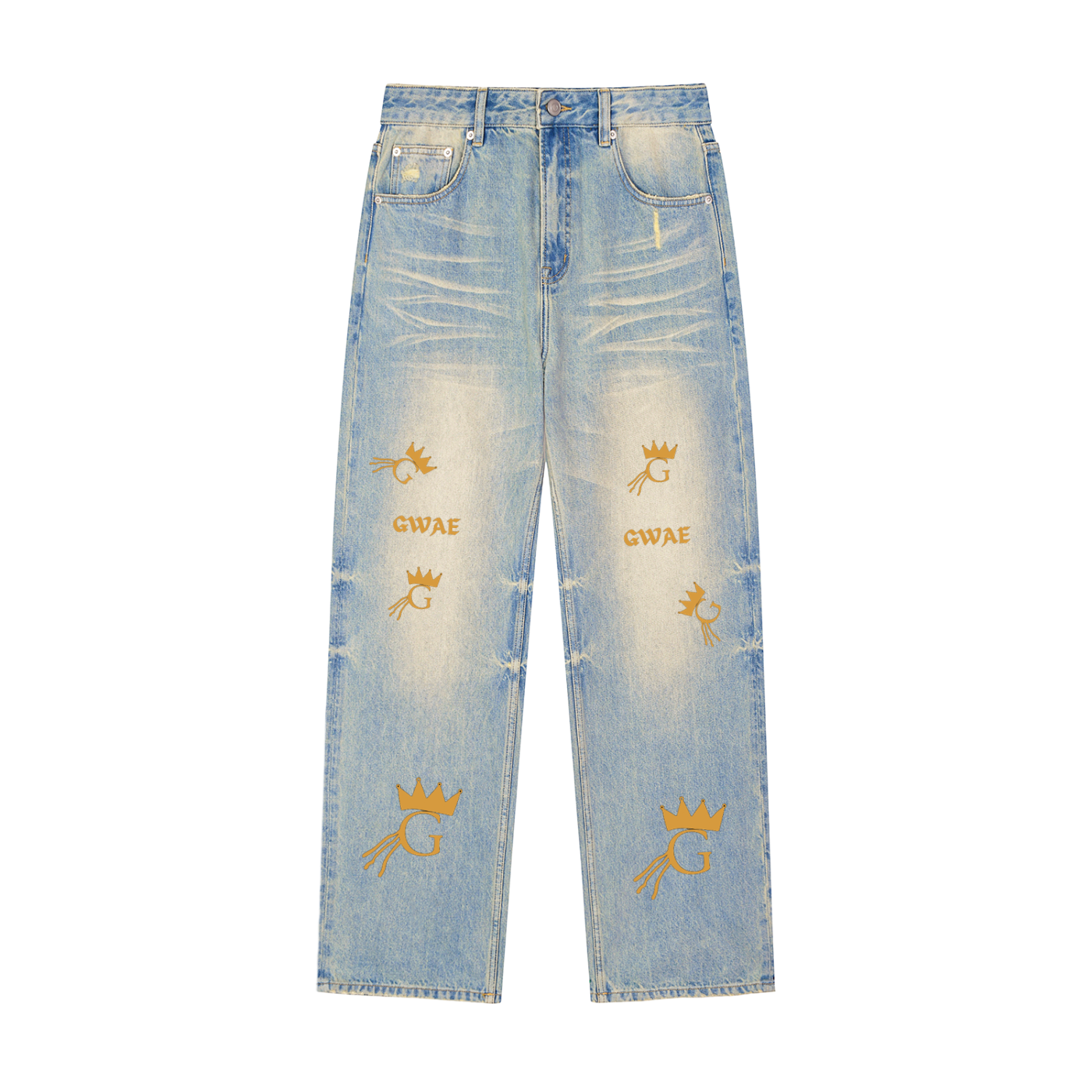 GWAE Sun Fade Raw Hem Denim Jeans