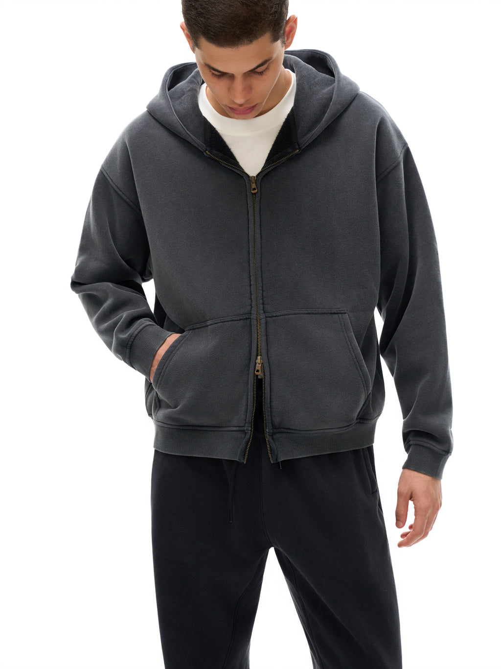 GWAE Zip-Through Boxy Fleece Hoodie