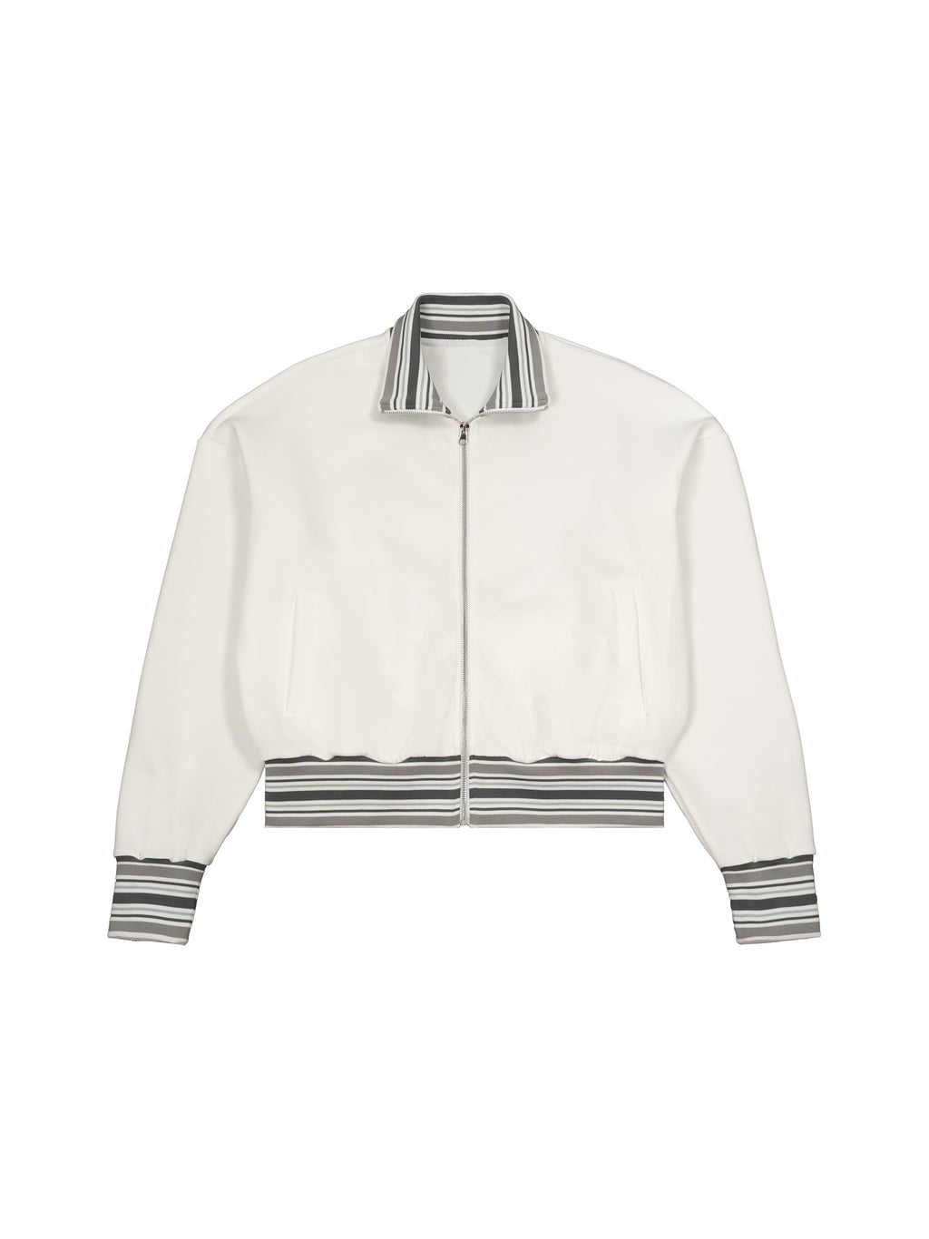 GWAE Striped Rib Collar Zip Jacket