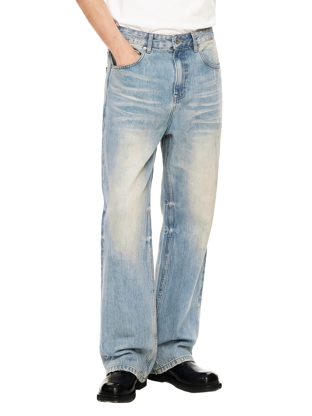 GWAE Sun Fade Raw Hem Denim Jeans